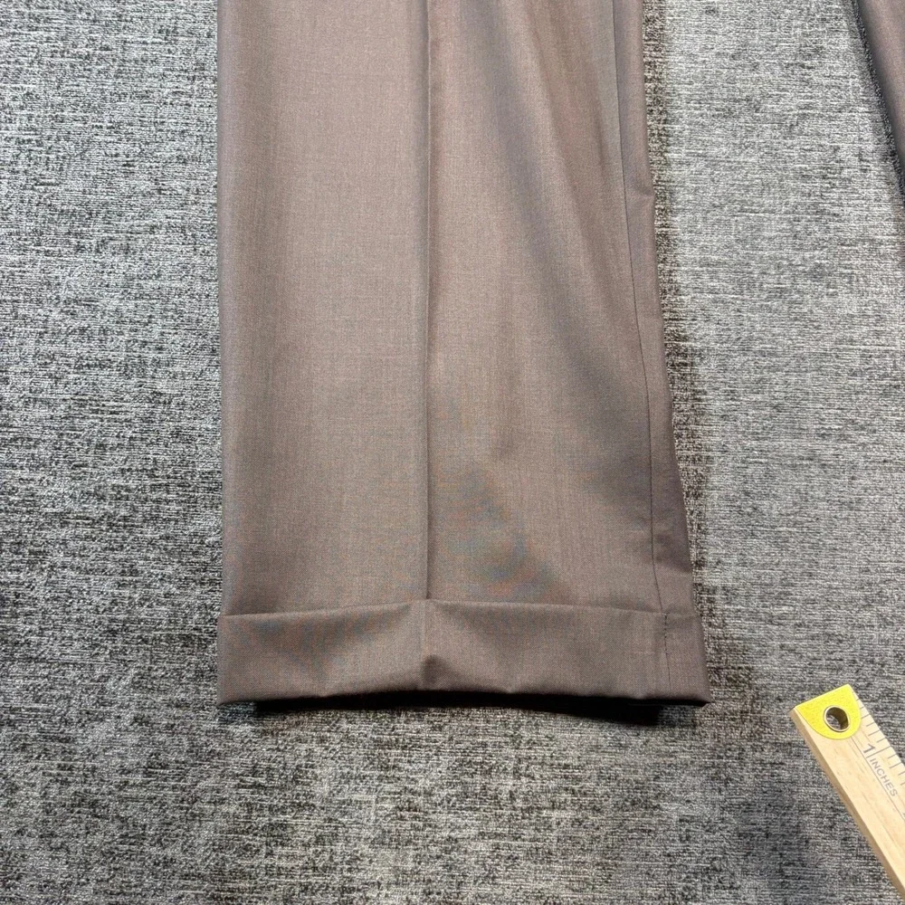 Lauren Ralph Lauren Dress Pants Mens 38 Brown Pleated Cuffed Trousers 1207